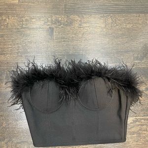SUPERDOWN Ramona bustier feather top
